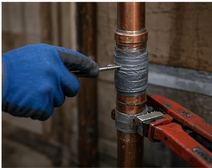 Sealing a repaired section of copper pipe